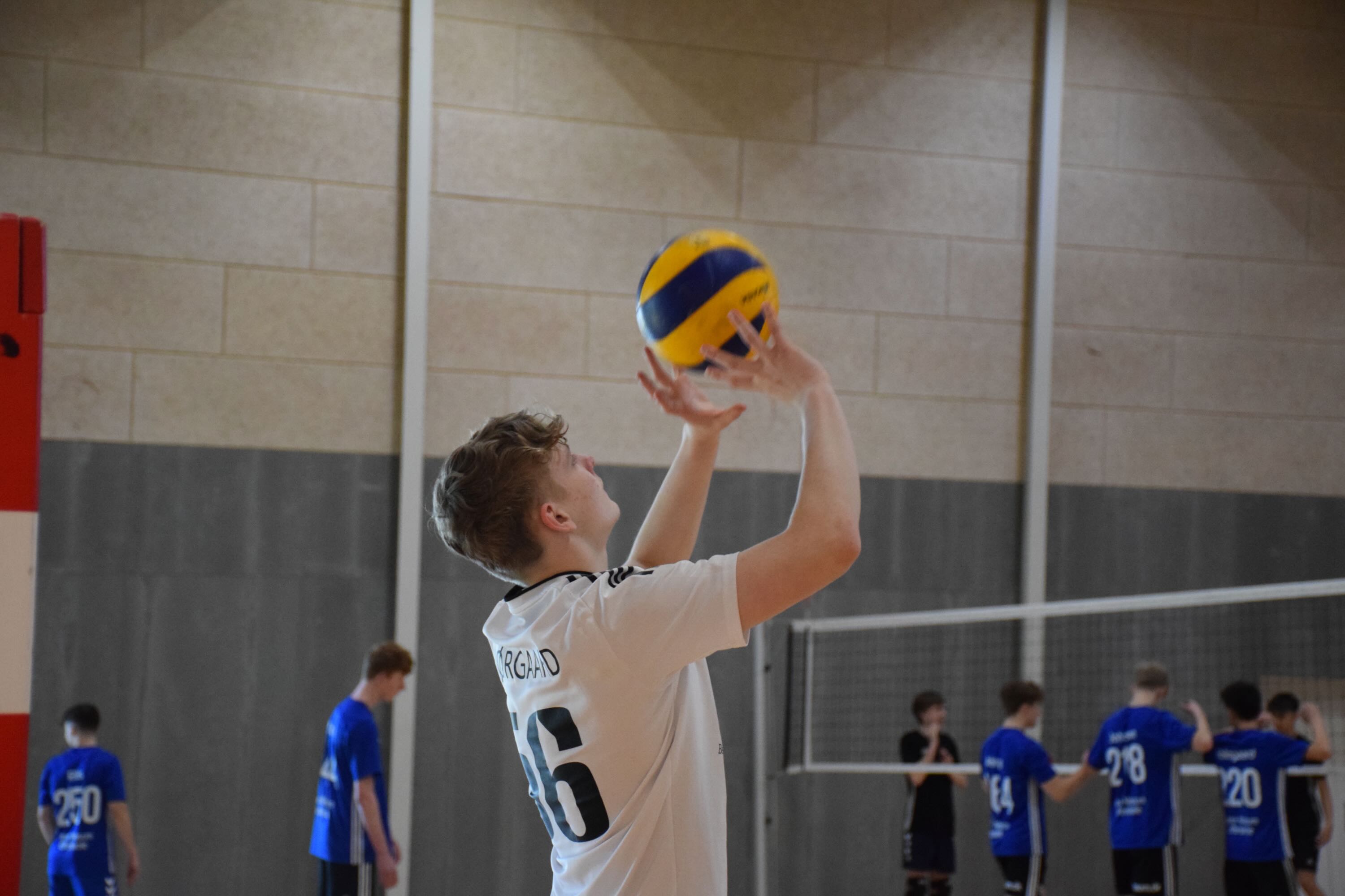 Volley Sædding Efterskole | Efterskoledreng giver volleyballen et fingerslag til stævne med Sædding Efterskole